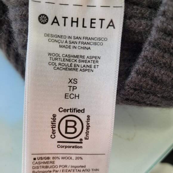 Athleta Wool Cashmere Aspen Turtleneck Sweater Brown XS - Picture 7 of 8